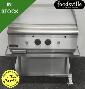 NEW Foodsville Lite 800mm Heavy Duty Griddle On Mobile Stainless Steel Stand - Available on LPG or Natural Gas
