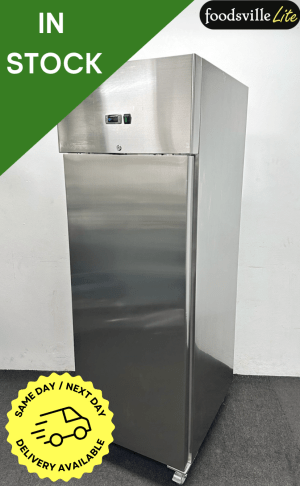 NEW Foodsville Lite Upright Stainless Steel 600 Litre Freezer With Digital Temperature Display, On Wheels