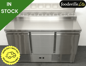 NEW Foodsville Lite 1365mm 3 Door Refrigerated Prep Counter - Includes G/N Containers!