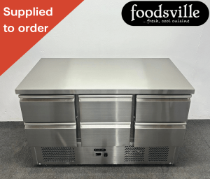 NEW Foodsville 1360mm 6 Drawer Flat Top Counter Fridge