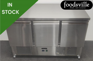NEW Foodsville 3 Door Flat Top Counter Fridge, On Wheels