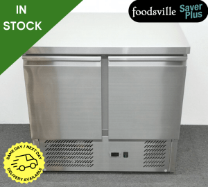 NEW Foodsville Saver Plus 900mm 2 Door Flat Top Counter Fridge
