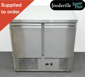 NEW Foodsville Saver Plus 900mm 2 Door Flat Top Counter Fridge