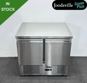 NEW Foodsville Saver Plus 900mm 2 Door Flat Top Counter Fridge