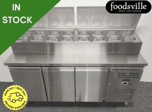 NEW Foodsville 1795mm 3 Door Refrigerated Prep Counter, On Wheels - Includes G/N Containers!