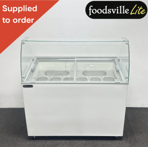 NEW Foodsville Lite 1190mm 8-Scoop Hard Ice Cream Display Cabinet On Wheels - Includes Stainless Steel Napoli Pans!