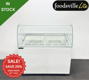NEW Foodsville Lite 1190mm 8-Scoop Hard Ice Cream Display Cabinet On Wheels - Includes Stainless Steel Napoli Pans!