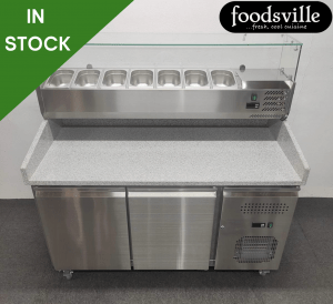 NEW Foodsville Granite Top Pizza Counter, On Wheels - Includes G/N Containers!