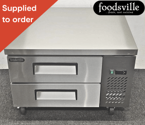 NEW Foodsville 900mm Two Drawer Refrigerated Chef Base, On Wheels