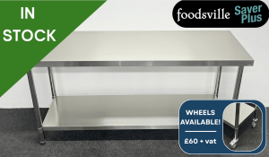 NEW Foodsville Saver Plus 1800mm Stainless Steel Centre Table With Undershelf