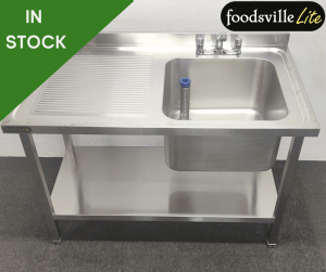 NEW Foodsville Lite 1200mm Stainless Steel Single Bowl Sink With Undershelf - Left Hand Drainer. Includes Taps!