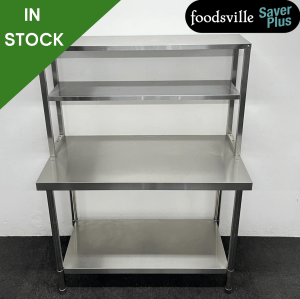 NEW Foodsville Saver Plus 1200mm Stainless Steel Table With Undershelf & Double Overgantry
