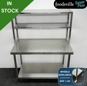 NEW Foodsville Saver Plus 1200mm Stainless Steel Table With Undershelf & Double Overgantry