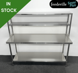 NEW Foodsville Saver Plus 1800mm Stainless Steel Centre Table With Undershelf & Double Overgantry