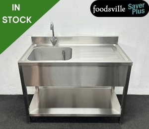 NEW Foodsville Saver Plus 1200mm Stainless Steel Single Bowl Sink With Undershelf - Right Hand Drainer. Includes Taps!