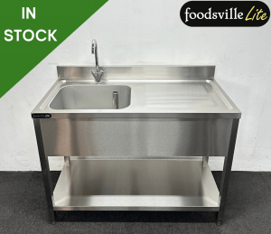 NEW Foodsville Lite 1200mm Stainless Steel Single Bowl Sink With Undershelf - Right Hand Drainer. Includes Taps!