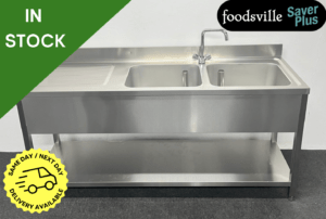 NEW Foodsville Saver Plus 1800mm Stainless Steel Double Bowl Sink With Undershelf. Includes Taps!