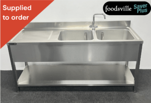 NEW Foodsville Saver Plus 1800mm Stainless Steel Double Bowl Sink With Undershelf. Includes Taps!