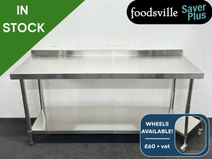 NEW Foodsville Saver Plus 1800mm Stainless Steel Wall Table With Undershelf