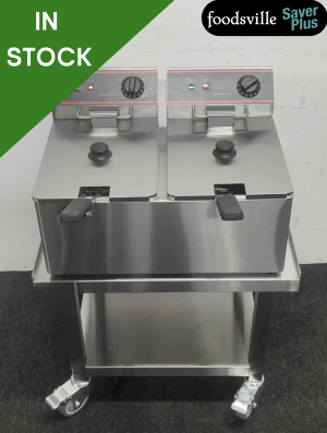 NEW Foodsville Saver Plus Countertop 2 x 8 Litre Twin Tank Fryer On Mobile Stand - Electric