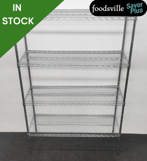 NEW Foodsville Saver Plus 1220mm 4 Tier Chrome Racking