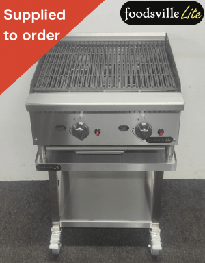 NEW Foodsville Lite 610mm Heavy Duty Countertop Chargrill On Mobile Stand - Available on Natural Gas or LPG