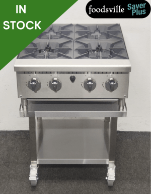 NEW Foodsville Saver Plus Heavy Duty Four Burner Countertop Hob On Mobile Stand - Available on Natural Gas or LPG