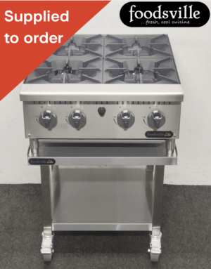 NEW Foodsville Saver Plus Heavy Duty Four Burner Countertop Hob On Mobile Stand - Available on Natural Gas or LPG