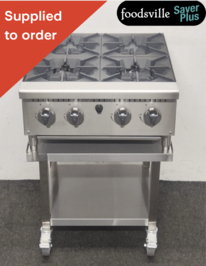 NEW Foodsville Saver Plus Heavy Duty Four Burner Countertop Hob On Mobile Stand - Available on Natural Gas or LPG