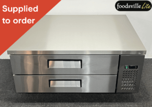 NEW Foodsville Lite 1230mm Two Drawer Refrigerated Chef Base, On Wheels