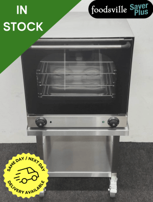 NEW Foodsville Saver Plus 595mm Fan Assisted Counter Top Convection Oven, On Mobile Stainless Steel Stand