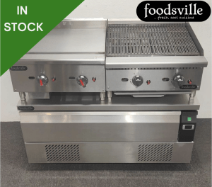 FOODSVILLE COMBINATION: NEW Gas Griddle & Gas Hob On Single Drawer CHILLER/FREEZER Chef Base