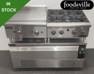 FOODSVILLE COMBINATION: NEW Gas Griddle & Gas Hob On Single Drawer CHILLER/FREEZER Chef Base