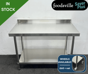 NEW Foodsville Saver Plus 1200mm Stainless Steel Wall Table With Undershelf