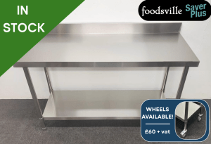 NEW Foodsville Saver Plus 1500mm Stainless Steel Wall Table With Undershelf