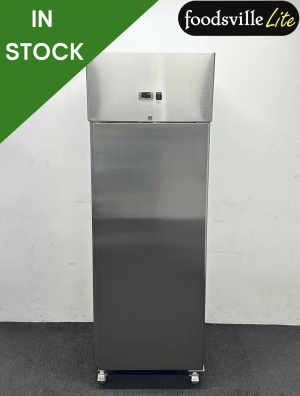 NEW Foodsville Lite Upright Stainless Steel 430 Litre Freezer With Digital Temperature Display, On Wheels
