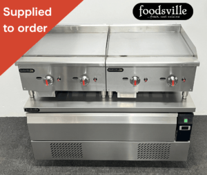 FOODSVILLE COMBINATION: 2x NEW Gas Griddle On Single Drawer CHILLER/FREEZER Chef Base