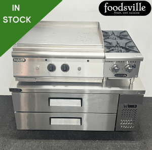 FOODSVILLE COMBINATION: NEW Gas Griddle & NEW Gas Hob On CHILLED Double Drawer Chef Base