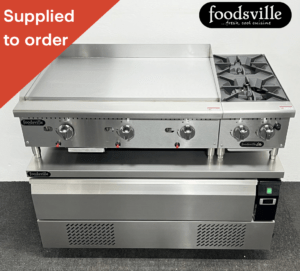 FOODSVILLE COMBINATION: NEW Gas Griddle & Gas Hob On Single Drawer CHILLER/FREEZER Chef Base