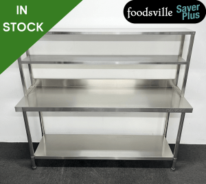 NEW Foodsville Saver Plus 1800mm Stainless Steel Wall Table With Undershelf & Double Overgantry
