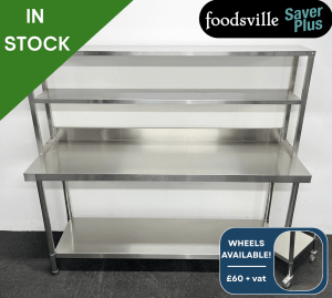 NEW Foodsville Saver Plus 1800mm Stainless Steel Wall Table With Undershelf & Double Overgantry