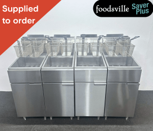 NEW Foodsville Saver Plus Four Pan Eight Basket 3 Burner Fryer - Available On Natural Gas Or LPG