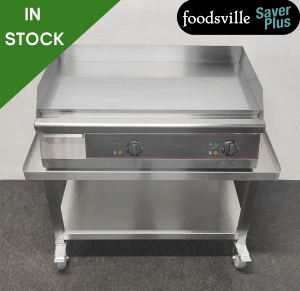 NEW Foodsville Saver Plus 760mm Countertop Chrome Top Mirror Griddle On Mobile Stand - 13 Amp Plug In & Go!