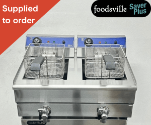 NEW Foodsville Saver Plus Countertop 2 x 8 Litre Twin Tank Twin Basket Fryer, With Taps - 13 Amp Plug In & Go!