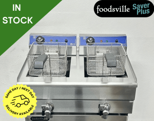 NEW Foodsville Saver Plus Countertop 2 x 8 Litre Twin Tank Twin Basket Fryer, With Taps - 13 Amp Plug In & Go!