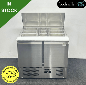 NEW Foodsville Saver Plus 900mm 2 Door Saladette Fridge - Includes Gastronorm Containers!