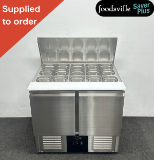 NEW Foodsville Saver Plus 900mm 2 Door Saladette Fridge - Includes Gastronorm Containers!