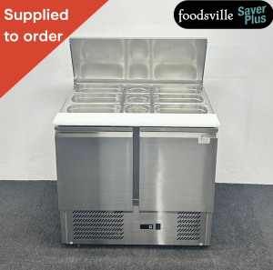 NEW Foodsville Saver Plus 900mm 2 Door Saladette Fridge - Includes Gastronorm Containers!