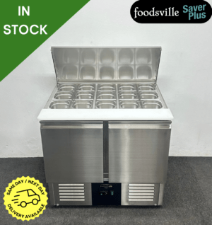 NEW Foodsville Saver Plus 900mm 2 Door Saladette Fridge - Includes Gastronorm Containers!