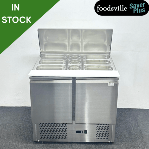 NEW Foodsville Saver Plus 900mm 2 Door Saladette Fridge - Includes Gastronorm Containers!